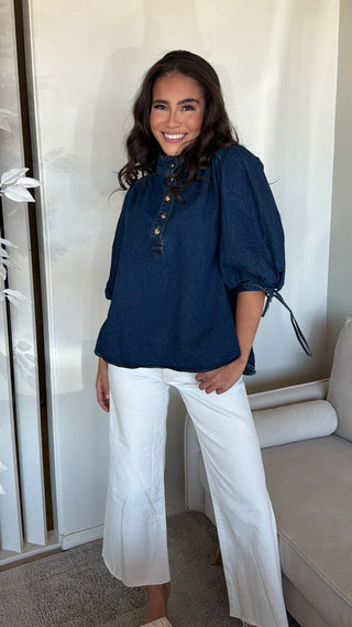 NAVY DENIM TOP
