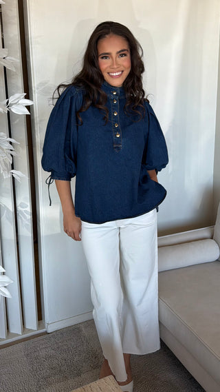 NAVY DENIM TOP