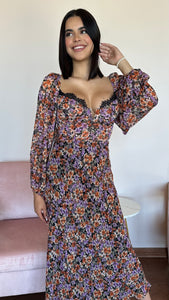 ASTR The Label Sylvie Floral Puff Sleeve Midi Dress