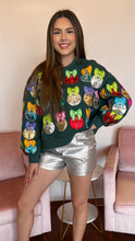 Load image into Gallery viewer, Queen of Sparkles Green Metallic Jingle Bell Sweater
