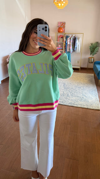 QUEEN OF SPARKLES GREEN PILATES SWEATSHIRT