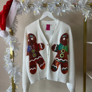 Queen of Sparkles White Gingerbread Cardigan