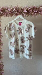 Queen of Sparkles White Frosted Gingerbread Cookie Tee