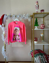 Load image into Gallery viewer, Queen of Sparkles Neon Pink Sweatshirt with Pink Nutcracker Santa
