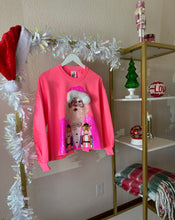Load image into Gallery viewer, Queen of Sparkles Neon Pink Sweatshirt with Pink Nutcracker Santa
