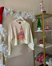 Load image into Gallery viewer, Queen of Sparkles White Full Sequin Rainbow Christmas Tree Sweater
