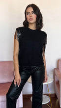 Load image into Gallery viewer, Black Sequined Fringe Sleeveless Sweater
