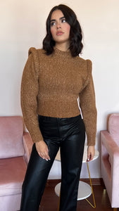 ASTR The Label Luciana Shoulder Detail Sweater- Camel