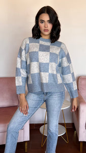 Blue Checkered Sweater