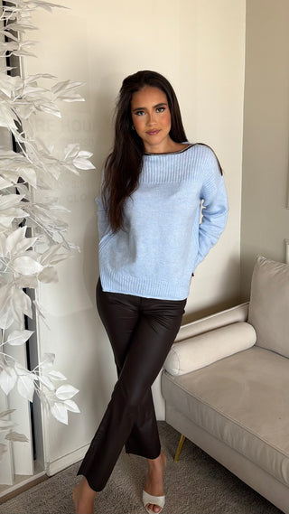 POWDER BLUE BROWN SWEATER