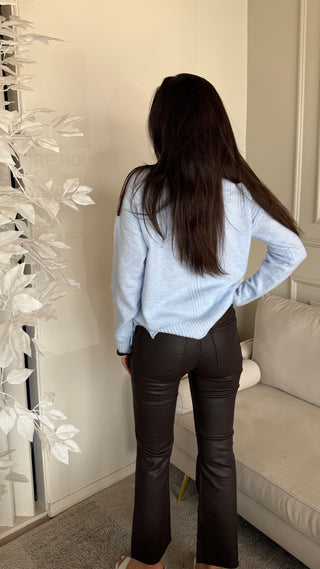 POWDER BLUE BROWN SWEATER
