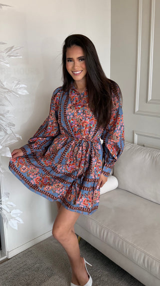 DUSTY BLUE FLORAL DRESS