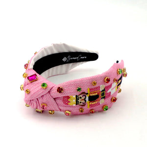 Brianna Cannon Pink Cross- Stitch Nutcracker Headband with Crystals