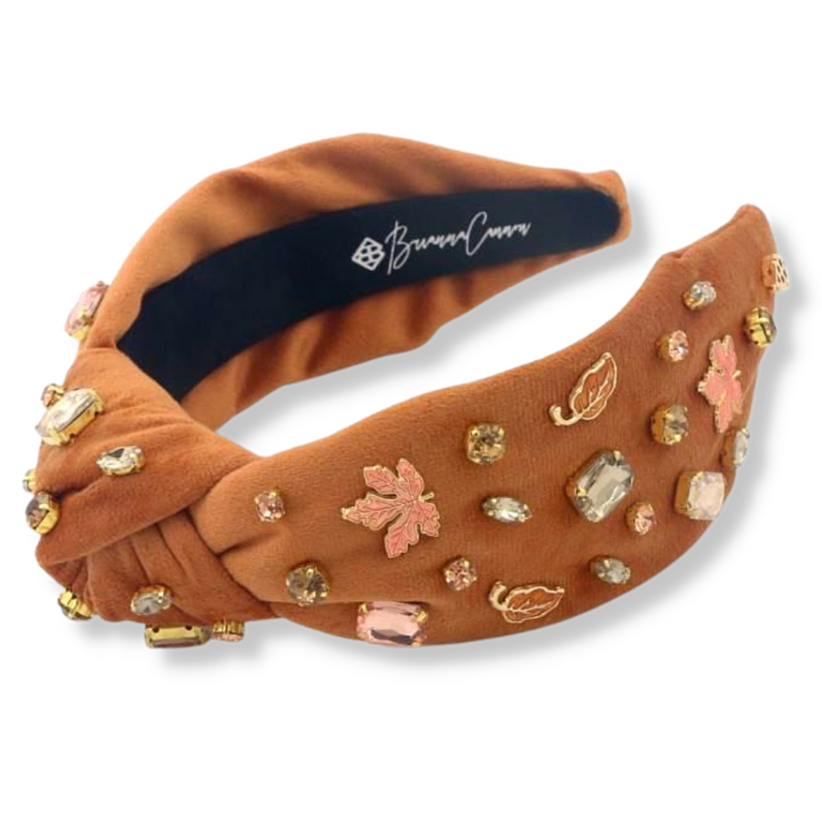 Brianna Cannon Pumpkin Spice Leaves Headband With Crystals