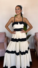 Load image into Gallery viewer, Black &amp; White Back Bow Maxi Dress
