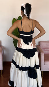 Black & White Back Bow Maxi Dress