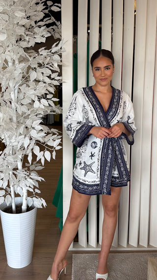 FARM RIO COAST SCARF OFF WHITE MINI DRESS