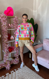 Multi Colored Heart Sweater