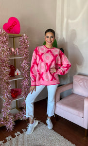 'XOXO' Scatter Pink Sweater