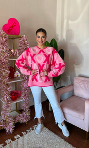 'XOXO' Scatter Pink Sweater