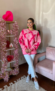 'XOXO' Scatter Pink Sweater