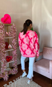 'XOXO' Scatter Pink Sweater