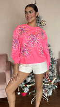 Load image into Gallery viewer, Queen of Sparkles Neon Pink Multi Firework Sweatshirt

