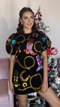 Load image into Gallery viewer, Queen of Sparkles Black Cowgirl Icon Poof Sleeve Dress
