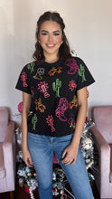 Load image into Gallery viewer, Queen of Sparkles Black &amp; Neon Western Icon Active Tee
