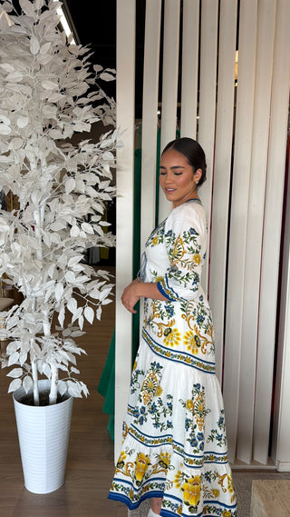 FARM RIO EMILY FLORAL TAPESTRY OFF-WHITE MAXI DRESS