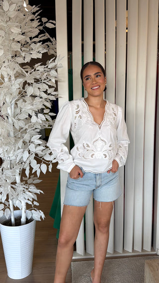 FARM RIO RICHILIEUR LONG SLEEVE BLOUSE