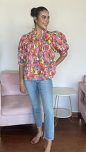 Load image into Gallery viewer, Painted Florals Poof Sleeve Blouse
