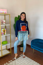 Load image into Gallery viewer, Queen of Sparkles Navy Basketball Hoop Sweater
