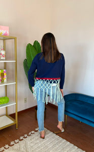 Queen of Sparkles Navy Basketball Hoop Sweater