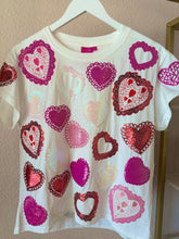 Load image into Gallery viewer, Queen of Sparkles White Multi Doily Heart Tee
