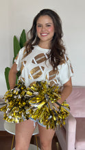 Load image into Gallery viewer, Queen of Sparkles Rhinestone Football Tee- White
