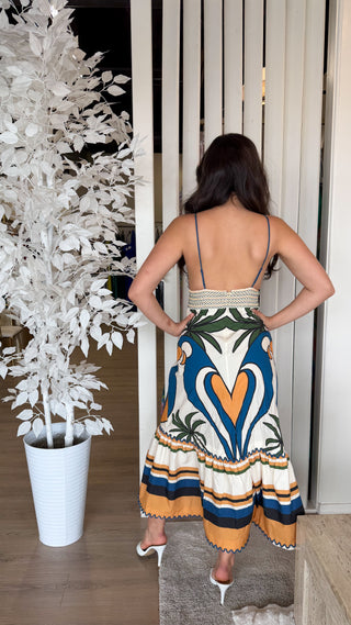 FARM RIO TROPICAL GRAPHIC SLEEVELESS MAXI DRESS