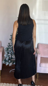 Black Pleated Midi Dress