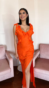 ASTR The Label Sorbae Ruffle Maxi Dress- Orange