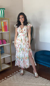 ASTR The Label Emporia Floral Tiered Maxi Dress- Cream Pink Floral