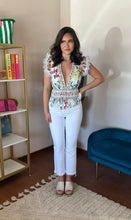 Load image into Gallery viewer, Farm Rio Off-White Greek Garden Smoked Blouse
