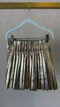 Load image into Gallery viewer, Lola &amp; The Boys Foil Moto Pleated Skirt- Gold
