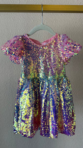 Lola & The Boys Sequin Ombre Puff Sleeve Dress