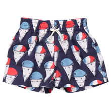 Load image into Gallery viewer, Pink Chicken Navy Snow Cones Swim Trunks
