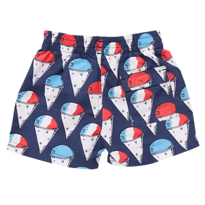 Pink Chicken Navy Snow Cones Swim Trunks