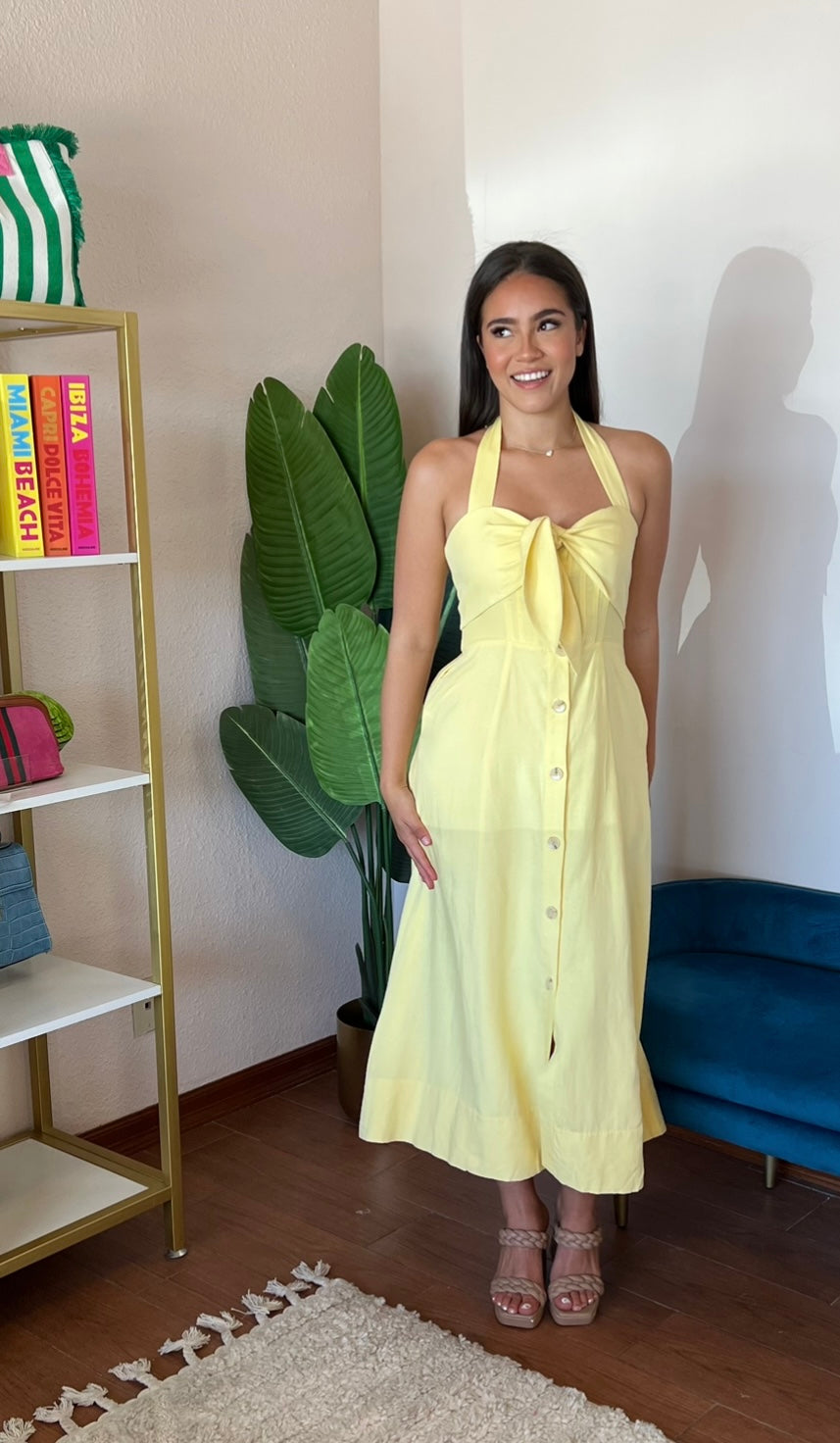 ASTR The Label Katherine Midi Dress- Yellow