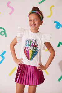 Lola & The Boys Girl Power Ruffle Top