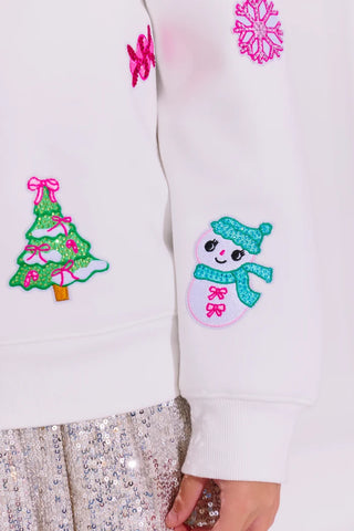 LOLA + THE BOYS SWEET HOLIDAY PATCH SWEATSHIRT