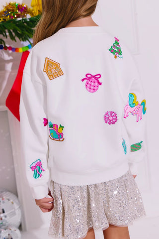 LOLA + THE BOYS SWEET HOLIDAY PATCH SWEATSHIRT