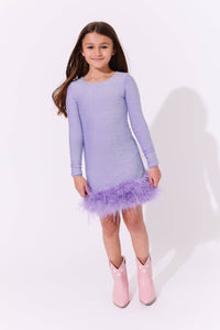 Lola & The Boys Lavender Shimmer Feather Dress